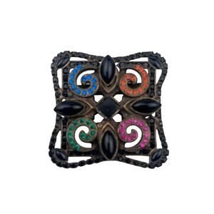 Sorrelli Crystal Brooch Black & Multicolor Swirls